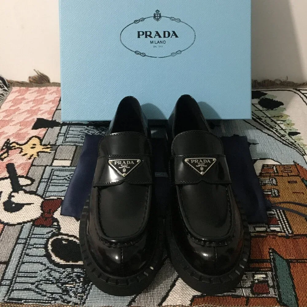 Prada women's black loafers - Picture 1 of 3